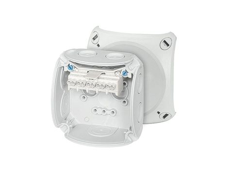 Puszka instalacyjna DK 0202 B natynkowa dwa zaciski na każdy biegun z linką łączącą pokrywę z podstawą 93x93x62mm hermetyczna IP