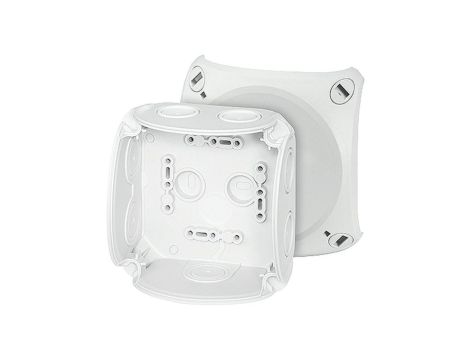 Puszka instalacyjna DK 0400 B natynkowa bez zacisków z linką łączącą pokrywę z podstawą 104x104x70mm hermetyczna IP66 szara HENS