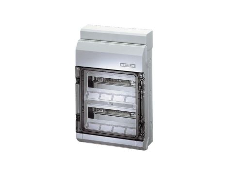 Rozdzielnica natynkowa hermetyczna 2x12 modułów IP54 295x458x129mm plastikowa drzwi transparentne HENSEL