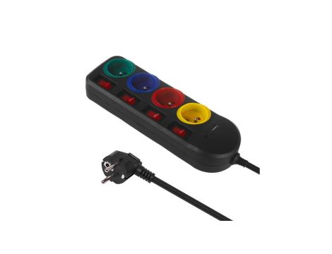 Listwa zasilająca Maclean, przedłużacz 4 gniazda + USB A / C, z włącznikami, 250VAC/10A, 1.5m, czarna, MCE508 B