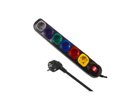 Listwa zasilająca Maclean, przedłużacz 6 gniazd, z włącznikiem, 250VAC/10A, 1.5m, MCE509 B