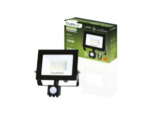 Naświetlacz LED ZUNA2 30W 2700lm 4000K IP44 Czarny Czujnik Ruchu LUMILED