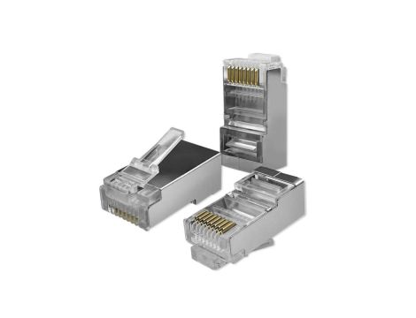 Qoltec Wtyk przelotowy złącze RJ45 CAT5e FTP Pass Through Pozłacane styki 10 sztuk
