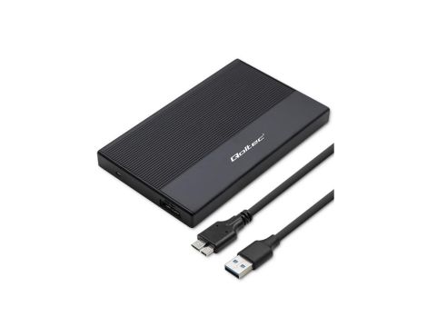 Qoltec Aluminiowa Obudowa Kieszeń na dysk SSD HDD 2.5 SATA USB 3.0 Super speed 5Gb/s 2TB Czarny