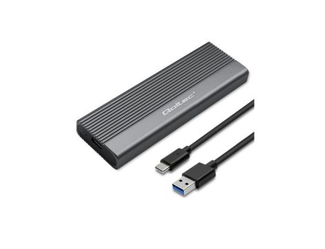 Qoltec Aluminiowa Obudowa Kieszeń na dysk SSD M.2 SATA NGFF USB-C Super speed 2TB Szary