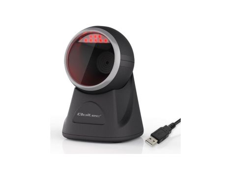 Qoltec Stacjonarny precyzyjny czytnik skaner kodów kreskowych i QR 1D 2D