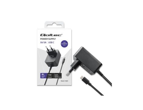 Qoltec Ładowarka Super FAST PD do Raspberry PI 4 USB-C 15W 5V 3A Czarna