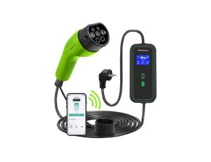 Qoltec Mobilna ładowarka do samochodu elektrycznego EV z regulacją 2w1 Typ2 3.5kW 230V Wi-fi LCD Przenośna Wallbox 5m