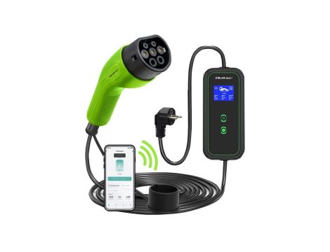Qoltec Mobilna ładowarka do samochodu elektrycznego EV z regulacją 2w1 Typ2 3.5kW 230V Wi-fi LCD Przenośna Wallbox 5m