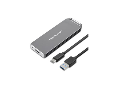 Qoltec Mini Aluminiowa Obudowa Kieszeń na dysk M.2 SSD NVMe PCIe USB 3.1 Super speed 10Gb/s 2TB Srebrna