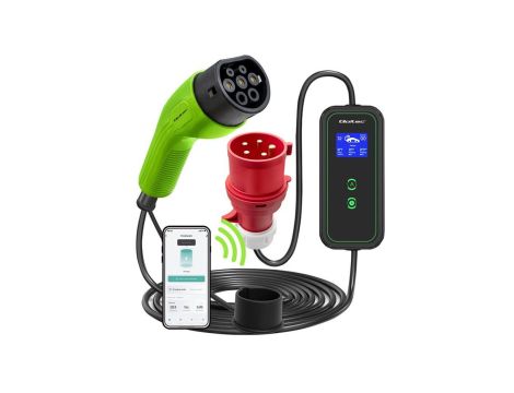 Qoltec Mobilna ładowarka do samochodu elektrycznego EV z regulacją 2w1 Typ2 7kW 230V CEE 3 PIN Wi-fi LCD Przenośna Wallbox 5m