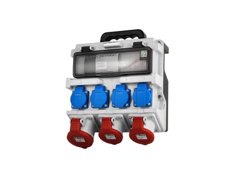 Rozdzielnica elektryczna 12 modułowa z uchwytem IP44 4x230V 2x16A 32A Doktorvolt bez zabezpieczeń