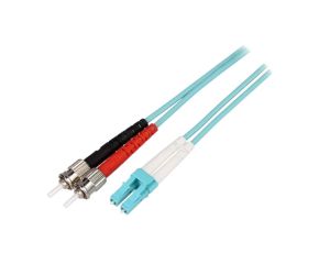 FP3LT03 Patch cord światłowodowy OM3 LC/UPC,ST/UPC 3m LSZH turkusowy