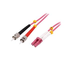 FP4LT03 Patch cord światłowodowy OM4 LC/UPC,ST/UPC 3m LSZH różowy