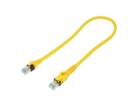 09488447745005 Patch cord S/FTP 6a linka Cu PUR żółty 0,5m 27AWG Żyły: 8