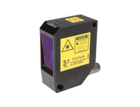 Czujnik laserowy przycisk, 66x51x25mm, 12-28V DC, 0-10V, złącze wtykowe M12 5-pin, IP67, aluminium+szkło, dioda laserowa, światł