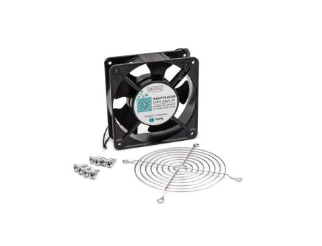 Zestaw: wentylator DN-FAN120S, osłona metalowa DN-FAN120/GR, wkręt DN-FAN-M4.8 - 8 szt DN-FAN120S-KIT