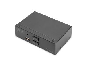 Przełącznik KVM, 2 portowy, 4K 60Hz, 2xDisplayPort IN, 1xDisplayPort OUT, 2xUSB, 2xAudio INiOUT DS-12851