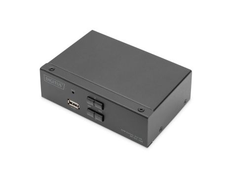 Przełącznik KVM, 2 portowy, 4K 60Hz, 2xDisplayPort IN, 1xDisplayPort OUT, 2xUSB, 2xAudio INiOUT DS-12851