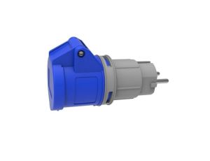 Adapter kempingowy BS wtyk 230V Uni-schuko, gniazdo 16A 3p przemysłowe IP44