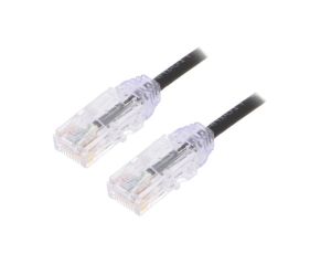 UTP28X1MBL Patch cord TX6A-28™,U/UTP 6a drut Cu LSZH czarny 1m 28AWG