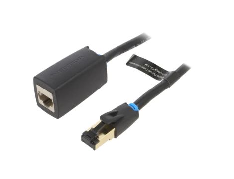 IKHBD Przedłużacz RJ45 F/FTP Cat 8 OFC PVC czarny 0,5m Żyły: 8