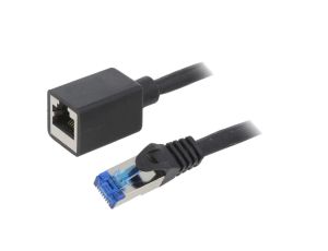 CQX073S Przedłużacz RJ45 S/FTP 6a Cu LSZH czarny 5m 26AWG