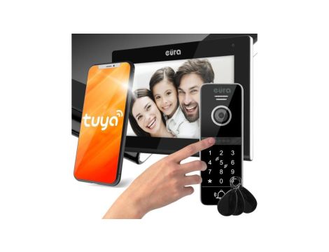 Wideodomofon EURA VDP-97C5 czarny, lcd 7 cali wi-fi, czytnik zbliżeniowy, Tuya