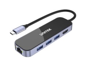 Unitek D1084A Hub USB-C 3.1 RJ-45 3xUSB-A HDMI 4K PD100W