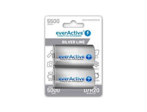 Akumulatorki D / R20 Ni-MH everActive 5500mAh Silver Line (box 2 szt.)