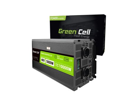 PRZETWORNICA NAPIĘCIA Green Cell PowerInverter LCD 48V - 230V 5000/10000W CZYSTA SINUSOIDA