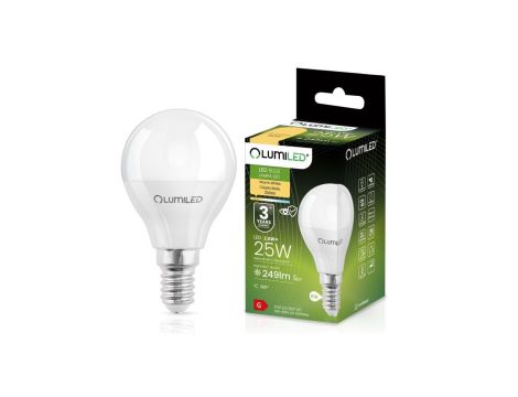 Żarówka LED E14 P40 2,5W = 25W 249lm 3000K Ciepła 180 LUMILED