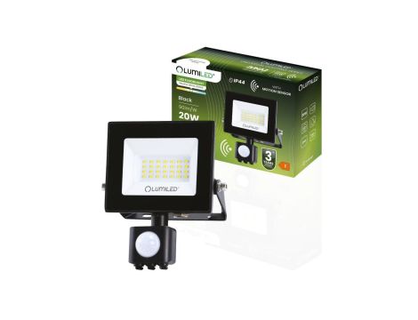 Naświetlacz LED ZUNA2 20W 1800lm 4000K IP44 Czarny Czujnik Ruchu LUMILED