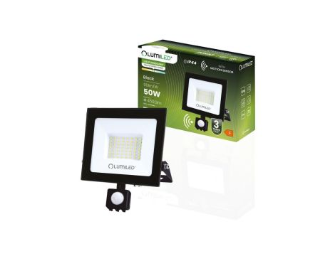 Naświetlacz LED ZUNA2 50W 4500lm 4000K IP44 Czarny Czujnik Ruchu LUMILED
