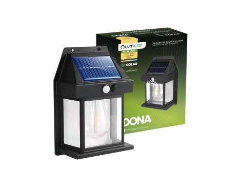 Kinkiet Solarny Elewacyjny LED 3000K IP44 Czujnik Ruchu i Zmierzchu DONA LUMILED