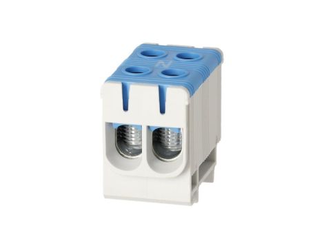 Blok rozdzielczy odgałęźny 2-polowy Al/Cu 2,5-50mm2 (max. 50mm2) na szynę TH35 niebieski FJ-E50/2/B HEDO
