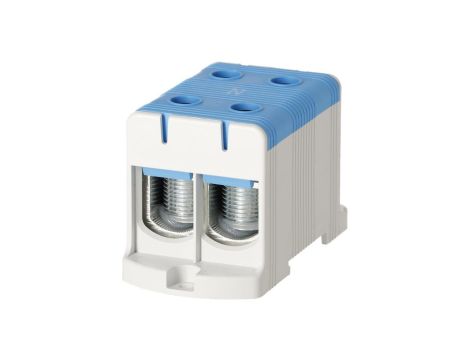 Blok rozdzielczy odgałęźny 2-polowy Al/Cu 35-150mm2 (max. 150mm2) na szynę TH35 niebieski FJ-E150/2/B HEDO