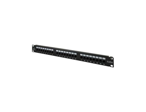 Patch panel RACK 19 kat.6 24p UTP z półką 1U czarny Alantec