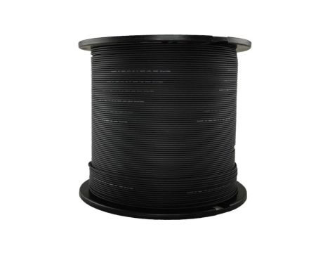 Kabel światłowodowy 2 włókna 2J SM 9/125 FTTH płaski uniwersalny wzmocnienie dwoma prętami stalowymi czarny LSOH Alantec 1000m