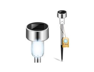 Lampa Ogrodowa LED Solarna Wbijana Chrom 6500K PALIS LUMILED