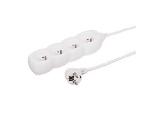 Przedłużacz 4-gniazdowy, 3m biały, 3x1,0mm OWY 34430
