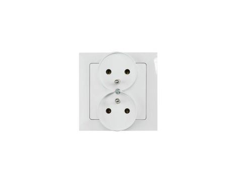 Gniazdo podtynkowe podwójne 2x2p+Z do ramki, Pola białe, 33028