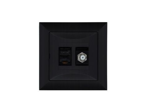Gniazdo podtynkowe typu F + gn. RJ-45 Pola czarny, 33205