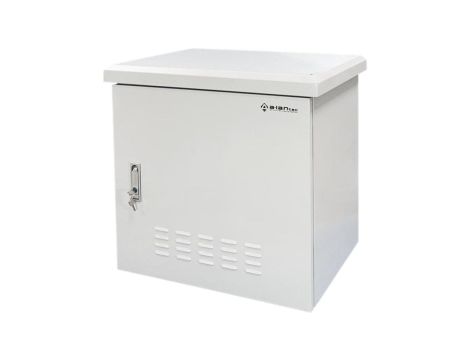 Zewnętrzna szafka rack IP55, wisząca 19 9U 600x450, 4 belki nośne, 4 przepusty kablowe, kolor szary