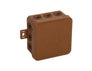 Puszka natynkowa pusta 12 wlotów VIPLAST V5 klik BRĄZOWA IP54 75x75x41mm 035-02