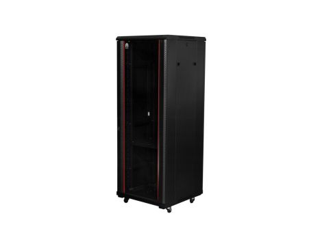 Szafa stojąca RACK 19 32U 600x800mm drzwi szklane czarna NEKU FLR + wyposażenie