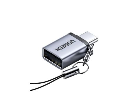 Adapter Ugreen US270 USB-C (męski) / USB-A 3.0 (żeński) ze smyczą - szary