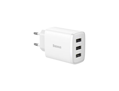 Baseus Compact ładowarka sieciowa 3x USB 17W biały (CCXJ020102)