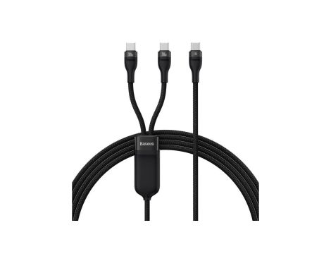 Baseus Flash Series Ⅱ kabel do szybkiego ładowania 2w1 USB-C - 2xUSB-C 100W 1.5m czarny