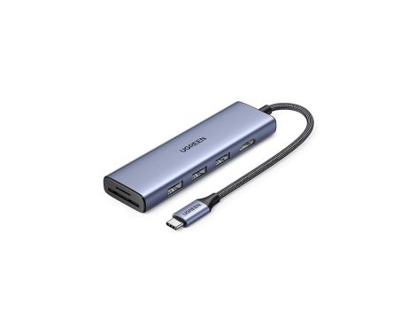 HUB Ugreen CM511 20956A 6w1 USB-C - HDMI / 3x USB-A 3.0 / czytnik kart SD/TF - szary